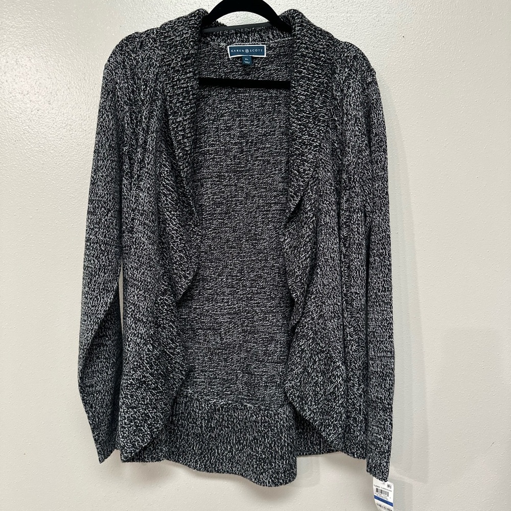 Karen Scott Women's Gray Open Front Cardigan